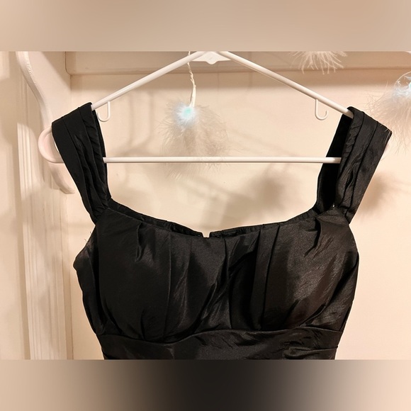 FINAL PRICE Bill Levkoff Ruched Bodycon Satin Ruffle Pleated Mini Dress - Picture 5 of 5